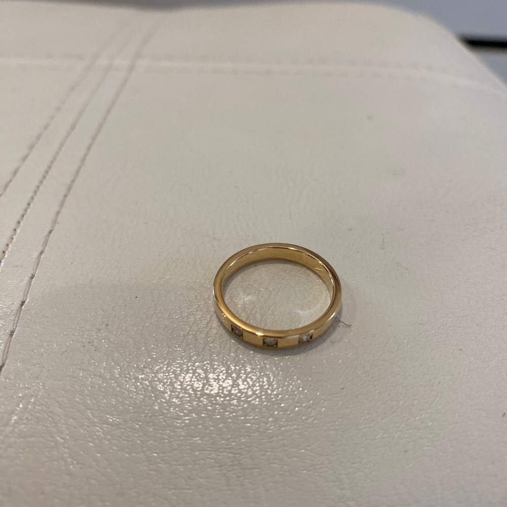 Mejuri Natural 3 Diamond 14kt Yellow Solid Gold Band Sz 6 - Picture 2 of 5